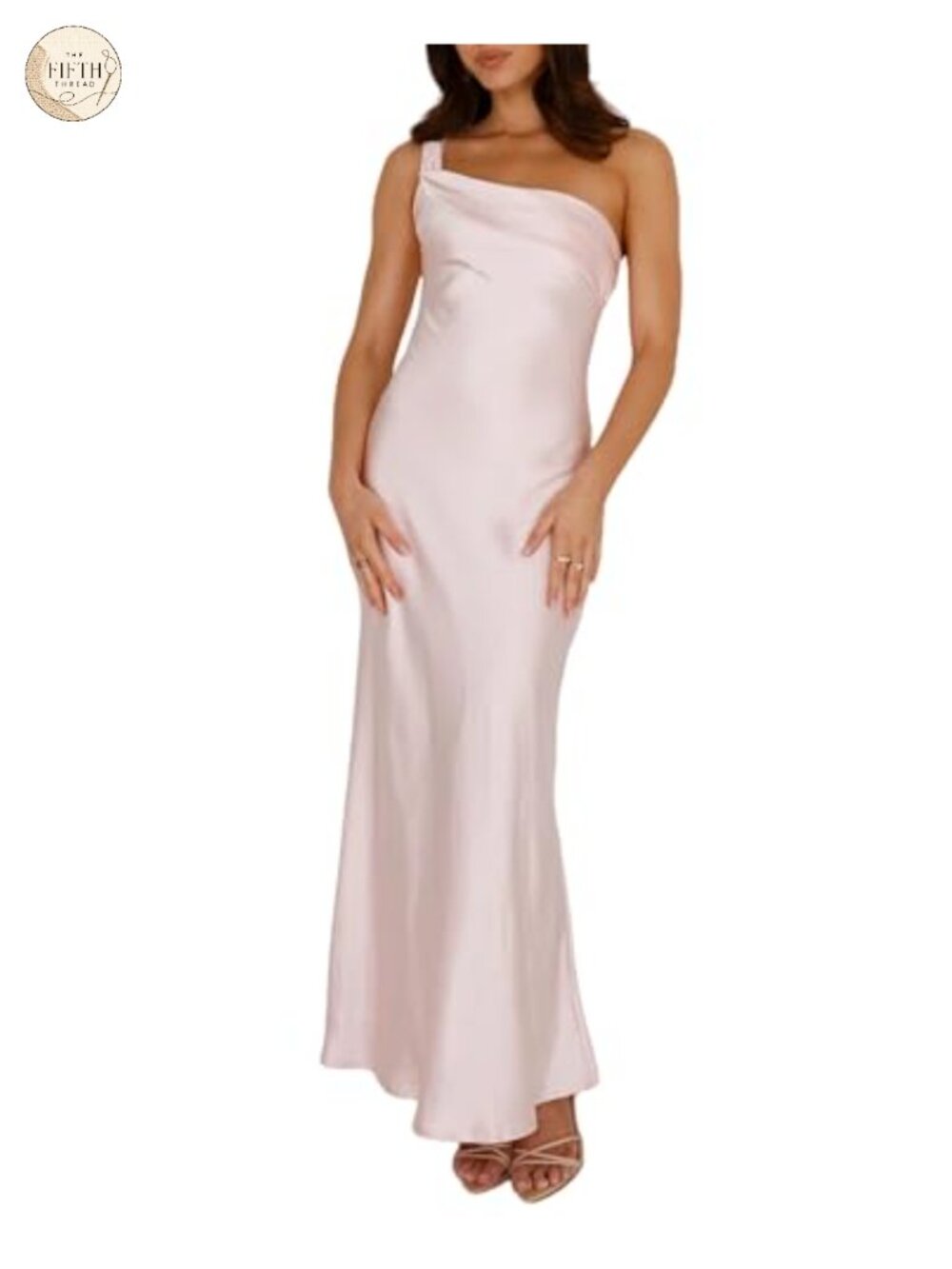 Satin One Shoulder Formal Maxi Dress Ruffled Backless Wedding Guest